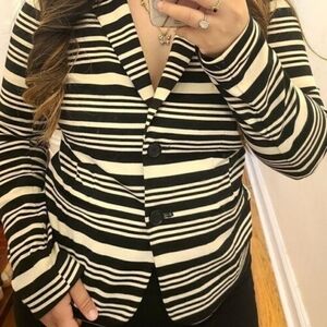 Loft Black and White Striped Blazer